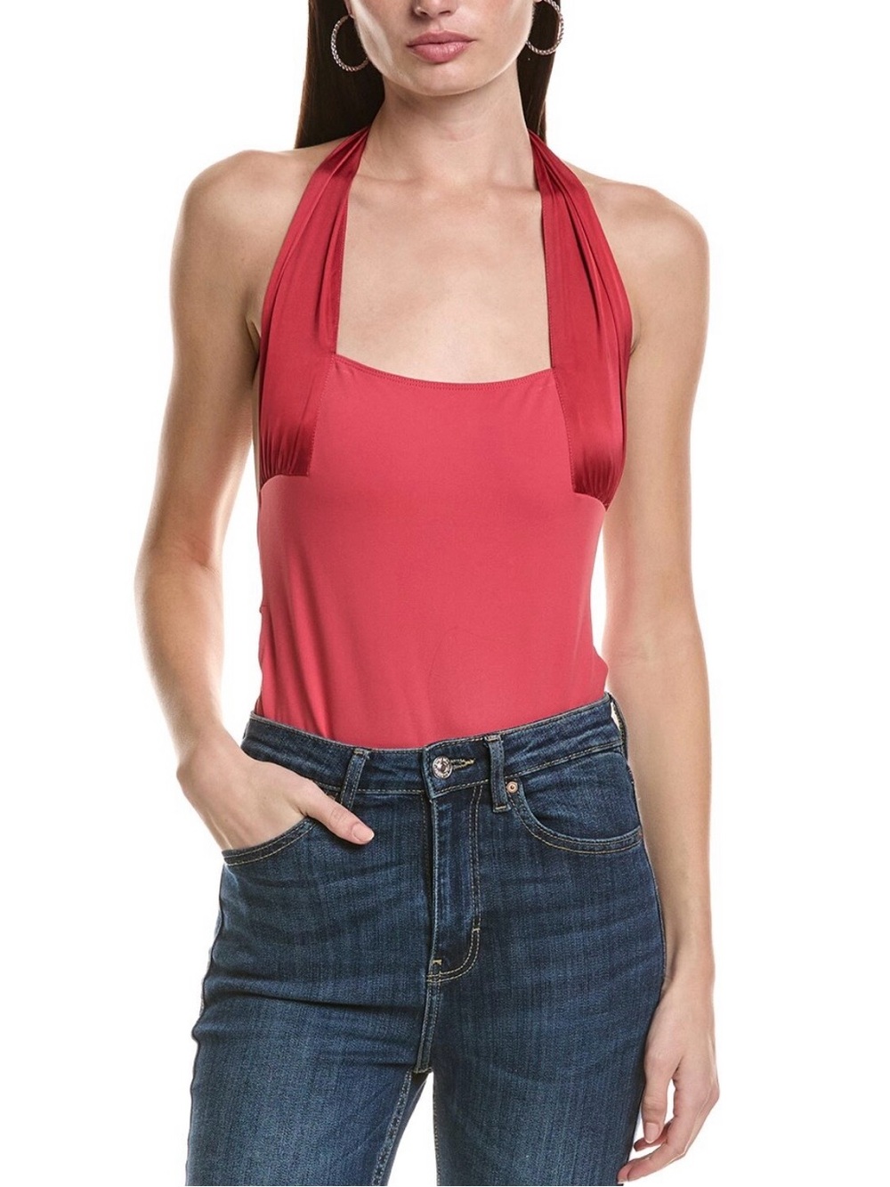 Free People Get It Done Halter Bodysuit in Berry Gorgeous Bow Back Size XL NWT 🎀